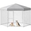 imageYITAHOME Large Outdoor Dog Kennel 40340354FT Large Dog House Pet Pens Dog Run Enclosure with UVResistant Waterproof Roof Cover and Secure Lock Dog Fence Outdoor for YardSilver
