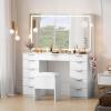 imageYITAHOME Makeup Vanity Set with LED Illuminated Mirror ampamp Power Outlet 46 Cosmetics Vanity Desk Boasting 11 Drawers Dressing Table with LightsPristine White