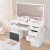 imageYITAHOME Makeup Vanity Set with LED Illuminated Mirror ampamp Power Outlet 46 Cosmetics Vanity Desk Boasting 11 Drawers Dressing Table with LightsPristine White