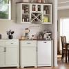 imageYITAHOME Mini Fridge Cabinet and Wall Pantry Hutch Set Coffee Bar Cabinets with Mini Fridge Space Storage Outlet Glass Rack and Beverage Station for Kitchen Home Bar Dining Room White WalnutWhite Walnut