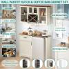 imageYITAHOME Mini Fridge Cabinet and Wall Pantry Hutch Set Coffee Bar Cabinets with Mini Fridge Space Storage Outlet Glass Rack and Beverage Station for Kitchen Home Bar Dining Room White WalnutWhite Walnut