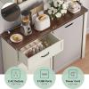 imageYITAHOME Mini Fridge Cabinet and Wall Pantry Hutch Set Coffee Bar Cabinets with Mini Fridge Space Storage Outlet Glass Rack and Beverage Station for Kitchen Home Bar Dining Room White WalnutWhite Walnut
