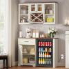 imageYITAHOME Mini Fridge Cabinet and Wall Pantry Hutch Set Coffee Bar Cabinets with Mini Fridge Space Storage Outlet Glass Rack and Beverage Station for Kitchen Home Bar Dining Room White WalnutWhite Walnut