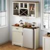imageYITAHOME Mini Fridge Cabinet and Wall Pantry Hutch Set Coffee Bar Cabinets with Mini Fridge Space Storage Outlet Glass Rack and Beverage Station for Kitchen Home Bar Dining Room White WalnutWhite Walnut