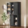 imageYITAHOME Pantry Cabinet 71Inch Tall Freestanding Storage Cabinet with 4 Drawers Farmhouse Cupboard with Doors Storage Adjustable Shelves for Living Room Dining Room Black OakRustic Gray Oak