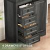 imageYITAHOME Pantry Cabinet 71Inch Tall Freestanding Storage Cabinet with 4 Drawers Farmhouse Cupboard with Doors Storage Adjustable Shelves for Living Room Dining Room Black OakRustic Gray Oak