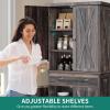 imageYITAHOME Pantry Cabinet 71Inch Tall Freestanding Storage Cabinet with 4 Drawers Farmhouse Cupboard with Doors Storage Adjustable Shelves for Living Room Dining Room Black OakGray Rustic