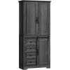 imageYITAHOME Pantry Cabinet 71Inch Tall Freestanding Storage Cabinet with 4 Drawers Farmhouse Cupboard with Doors Storage Adjustable Shelves for Living Room Dining Room Black OakRustic Gray Oak