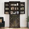 imageYITAHOME Pantry Cabinet 71Inch Tall Freestanding Storage Cabinet with 4 Drawers Farmhouse Cupboard with Doors Storage Adjustable Shelves for Living Room Dining Room Black OakBlack