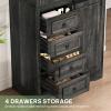 imageYITAHOME Pantry Cabinet 71Inch Tall Freestanding Storage Cabinet with 4 Drawers Farmhouse Cupboard with Doors Storage Adjustable Shelves for Living Room Dining Room Black OakRustic Black Oak