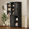 imageYITAHOME Pantry Cabinet 71Inch Tall Freestanding Storage Cabinet with 4 Drawers Farmhouse Cupboard with Doors Storage Adjustable Shelves for Living Room Dining Room Black OakRustic Black Oak