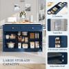 imageYITAHOME Rolling Kitchen island with Seating and LED Lights Mobile Storage Islands with Drop Leaf Dining Table with Power Outlet 2 Drawers and Soft Stools SpiceTowel Rack Lacquered Finish BlackNavy Blue