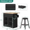 imageYITAHOME Rolling Kitchen island with Seating and LED Lights Mobile Storage Islands with Drop Leaf Dining Table with Power Outlet 2 Drawers and Soft Stools SpiceTowel Rack Lacquered Finish BlackBlack