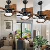 imageYITAHOME Tropical Ceiling Fan with LED Light and Remote 52 Inch Black Palm Leaf Fan for Home with Memory Function 5 Leaf Blades Reversible DC Quiet Motor for Porch Farmhouse Indoor BrownWalnut
