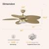 imageYITAHOME Tropical Ceiling Fan with LED Light and Remote 52 Inch Black Palm Leaf Fan for Home with Memory Function 5 Leaf Blades Reversible DC Quiet Motor for Porch Farmhouse Indoor BrownGold