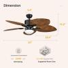 imageYITAHOME Tropical Ceiling Fan with LED Light and Remote 52 Inch Black Palm Leaf Fan for Home with Memory Function 5 Leaf Blades Reversible DC Quiet Motor for Porch Farmhouse Indoor BrownWalnut