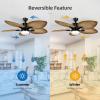 imageYITAHOME Tropical Ceiling Fan with LED Light and Remote 52 Inch Black Palm Leaf Fan for Home with Memory Function 5 Leaf Blades Reversible DC Quiet Motor for Porch Farmhouse Indoor BrownLight wood grain