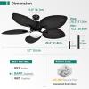 imageYITAHOME Tropical Ceiling Fan with LED Light and Remote 52 Inch Black Palm Leaf Fan for Home with Memory Function 5 Leaf Blades Reversible DC Quiet Motor for Porch Farmhouse Indoor BrownDark wood grain