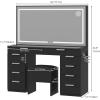 imageYITAHOME Vanity Desk with LED Mirror ampamp Power Outlets 10 Drawers Makeup Vanity Table with Storage Stool Sturdy Wooden Vanity with 3 Color ModesBlack