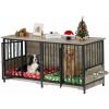 imageYITAHOME 52quot Corner Dog Crate Furniture Wooden Dog Kennel with Dog Cushion Dog Kennel Corner Wooden End Table for Small Medium Large Dogs BrownGREY