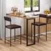 imageYITAHOME Bar Stools Set of 2 Tall Kitchen Island Stools 2618quot Rustic Bar Chair with Upholstered Back and Footrest Barstool Chairs for Dining Room Kitchen Living Room Apartment Brown SeatBrown