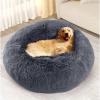 imageYITAHOME Calming Dog ampamp Cat Bed AntiAnxiety Donut Warming Cozy Soft Round Bed Fluffy Faux Fur Plush Cushion Pet Indoor Bed Gray 36 Inch Fits up to 100 lbs Pets