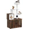 imageYITAHOME Cat Tree with Litter Box Enclosure 2in1 Cat Furniture Modern Cat Condo Indoor Cat Tower with Wood House Perch Food Station Hammocks Scratch Post Hair Brush 59 Inch WhiteRustic Brown