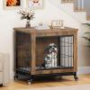 imageYITAHOME Corner Dog Crate Furniture 52quot Wooden Dog Crate with Dog Cushion Dog Kennel Indoor for Small Medium Large Dogs BrownBrown