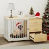 imageYITAHOME Dog Crate Furniture 41quot Heavy Duty Dog Kennel with 2 Drawers Wooden Dog Crate End Table for Medium Small Medium Dogs Rustic BrownWalnut White