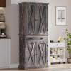 imageYITAHOME Pantry Cabinet 71Inch Tall Freestanding Storage Cabinet with 4 Drawers Farmhouse Cupboard with Doors Storage Adjustable Shelves for Living Room Dining Room Black OakGray Rustic