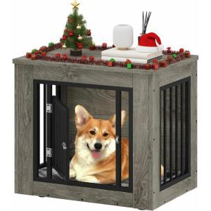 imageYITAHOME 272quot L Dog Crate Furniture for Medium Dogs 2in1 IronWood Fusion Dog cage Indoor up to 30 lb Side End Table Modern Dogs Kennel with Waterproof Top Safety CornersSteel LockRusticGrey