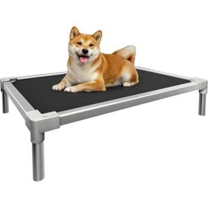 imageYITAHOME 42quot Cooling Elevated Dog Bed Chew Proof Raised Pet Cot with Aluminum Frame Breathable Textilene Mesh Enclosed Edges NonSlip Feet Durable Dog Bed for Indoors ampamp Outdoors BlackBlack