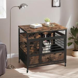 imageYITAHOME 71 Inch Dog Crate TV Stand for 2 Dogs w Sliding Door Heavy Duty ChewResistant Cage Furniture for Medium Large Dogs Wooden Indoor Double Dog Kennel Decorative for Living Room Black WalnutRustic Brown