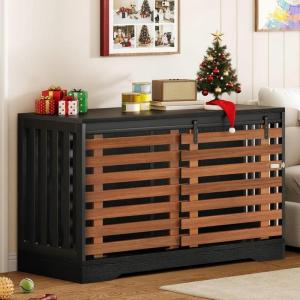 imageYITAHOME 71 Inch Dog Crate TV Stand for 2 Dogs w Sliding Door Heavy Duty ChewResistant Cage Furniture for Medium Large Dogs Wooden Indoor Double Dog Kennel Decorative for Living Room Black WalnutBlack Walnut