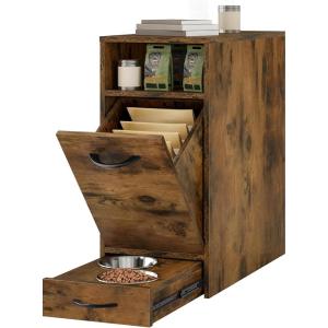 imageYITAHOME Dog Feeding Station with 2 Feeder Stainless Steel Bowls Dog Food Cabinet with Storage Drawers Pull Out Elevated Dogs Bowl BlackRustic Brown