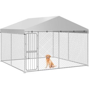 imageYITAHOME Large Outdoor Dog Kennel 40340354FT Large Dog House Pet Pens Dog Run Enclosure with UVResistant Waterproof Roof Cover and Secure Lock Dog Fence Outdoor for YardSilver
