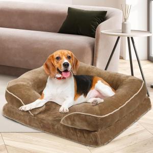 imageYITAHOME Medium Dog Beds Orthopedic Memory Foam Dog Sofa Bed for Comfortable Sleep with Removable Cover Waterproof Lining and AntiSlip Bottom Brown
