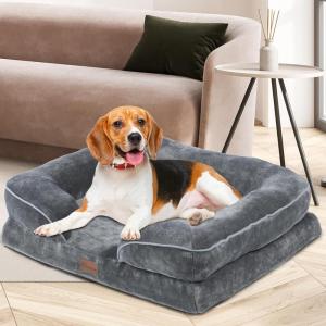 imageYITAHOME Orthopedic Dog Bed for Large Dogs Rectangle Memory Foam Pet Bed with Removable Washable Cover Waterproof Lining and Nonskid Bottom Grey