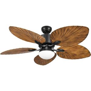 imageYITAHOME Tropical Ceiling Fan with LED Light and Remote 52 Inch Black Palm Leaf Fan for Home with Memory Function 5 Leaf Blades Reversible DC Quiet Motor for Porch Farmhouse Indoor BrownWalnut