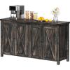 imageYITAHOME 55 Sideboard Buffet Cabinet with Storage Farmhouse Kitchen Storage Cabinet w4 Doors Adjustable Shelf for Kitchen Living Room GreyBrownDark Oak