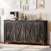 imageYITAHOME 55 Sideboard Buffet Cabinet with Storage Farmhouse Kitchen Storage Cabinet w4 Doors Adjustable Shelf for Kitchen Living Room GreyBrownDark Oak