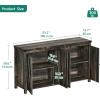 imageYITAHOME 55 Sideboard Buffet Cabinet with Storage Farmhouse Kitchen Storage Cabinet w4 Doors Adjustable Shelf for Kitchen Living Room GreyBrownDark Oak