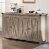 imageYITAHOME 55 Sideboard Buffet Cabinet with Storage Farmhouse Kitchen Storage Cabinet w4 Doors Adjustable Shelf for Kitchen Living Room GreyBrownGreybrown
