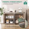 imageYITAHOME 55 Sideboard Buffet Cabinet with Storage Farmhouse Kitchen Storage Cabinet w4 Doors Adjustable Shelf for Kitchen Living Room GreyBrownGreybrown
