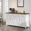 imageYITAHOME 55 Sideboard Buffet Cabinet with Storage Farmhouse Kitchen Storage Cabinet w4 Doors Adjustable Shelf for Kitchen Living Room GreyBrownWhite
