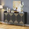imageYITAHOME 55 Sideboard Buffet Cabinet with Storage Modern Kitchen Storage Cabinet Coffee Bar Cabinets for Dining Room Kitchen BlackBlack