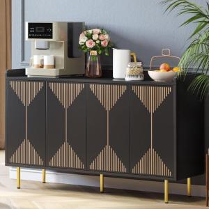 imageYITAHOME 55 Sideboard Buffet Cabinet with Storage Modern Kitchen Storage Cabinet Coffee Bar Cabinets for Dining Room Kitchen BlackBlack