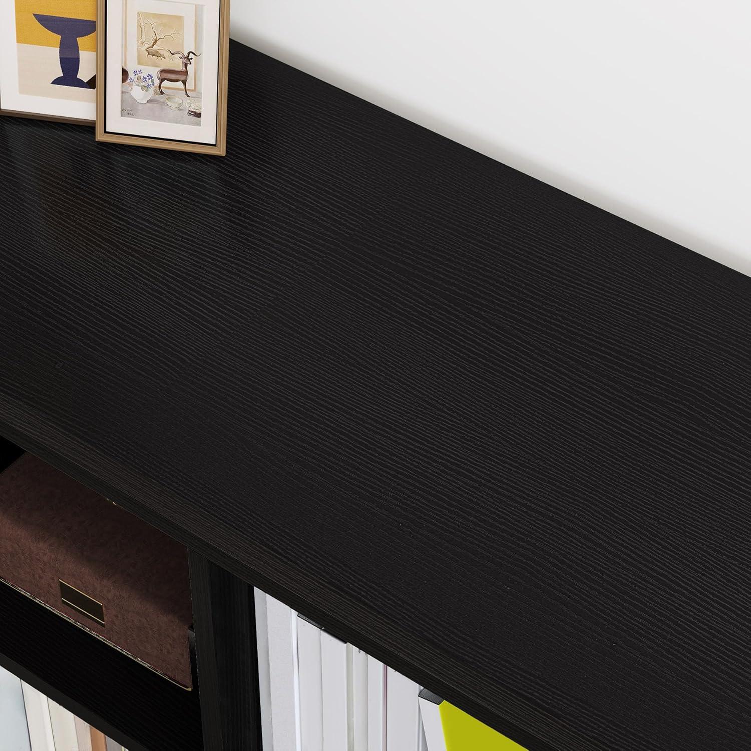 imageYITAHOME 8 Cube Storage Organizer Bookshelf Horizontal Bookshelf Farmhouse Cubby Bookcase for Living Room Bedroom Home Office BlackBlack