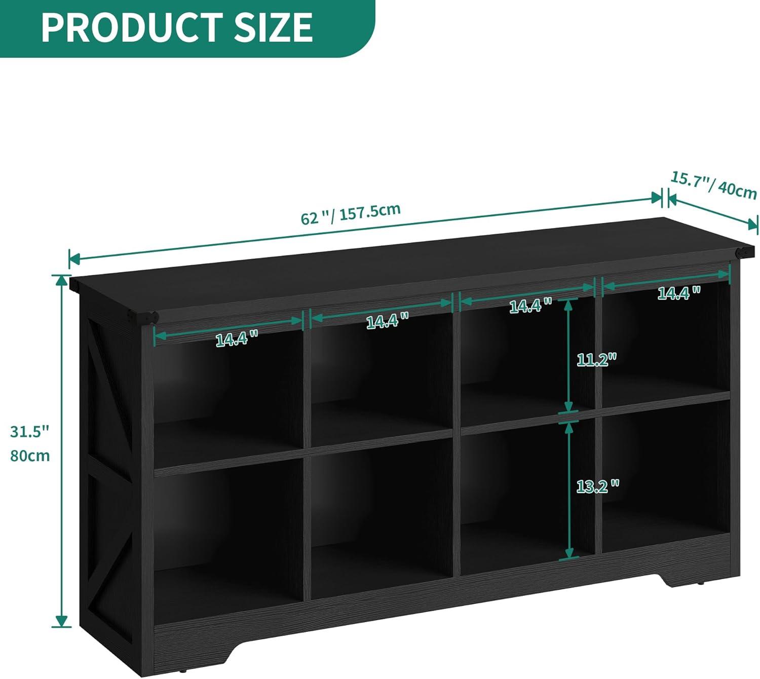 imageYITAHOME 8 Cube Storage Organizer Bookshelf Horizontal Bookshelf Farmhouse Cubby Bookcase for Living Room Bedroom Home Office BlackBlack