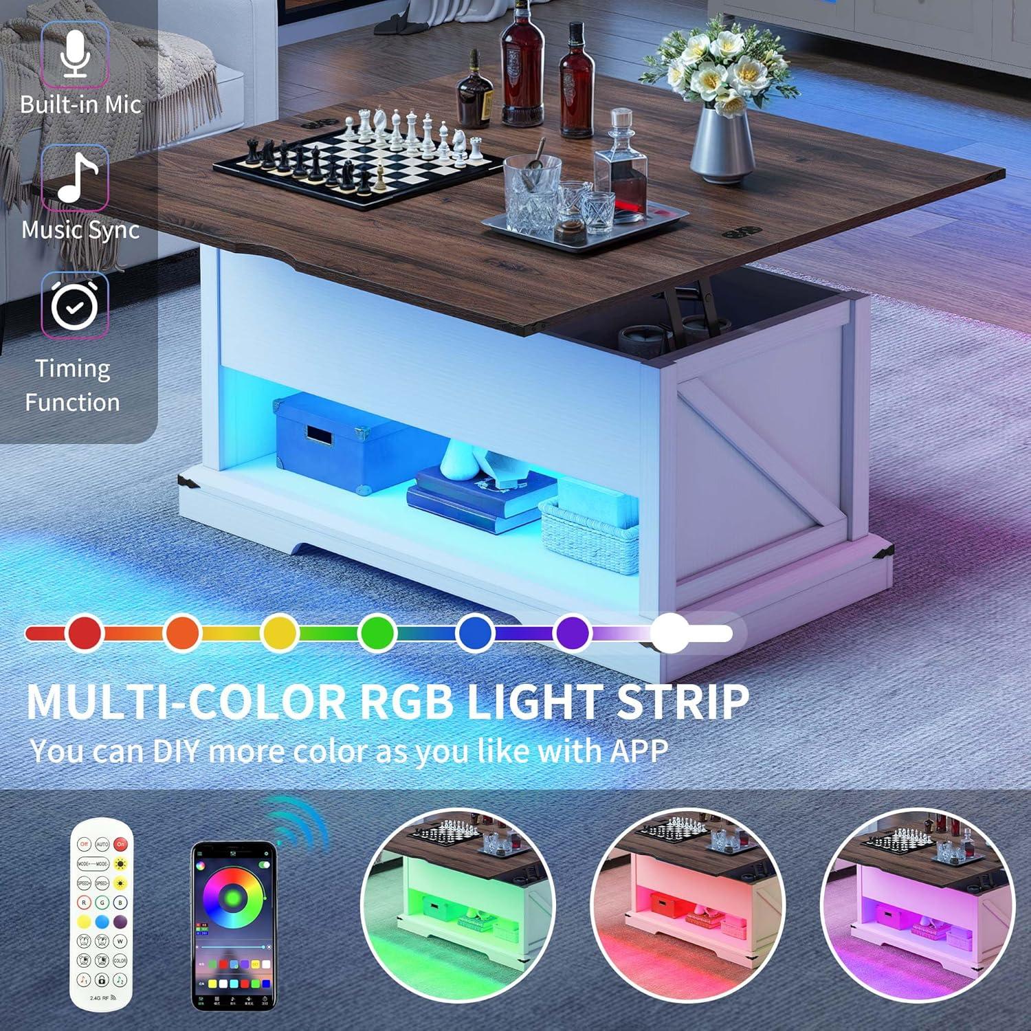 imageYITAHOME Coffee Table Lift Top 4 in 1 MultiFunction Convertible Coffee Table with Drawers and Hidden Compartment Converts to Dining Table for Living Room Home Office Black TopBrown and White